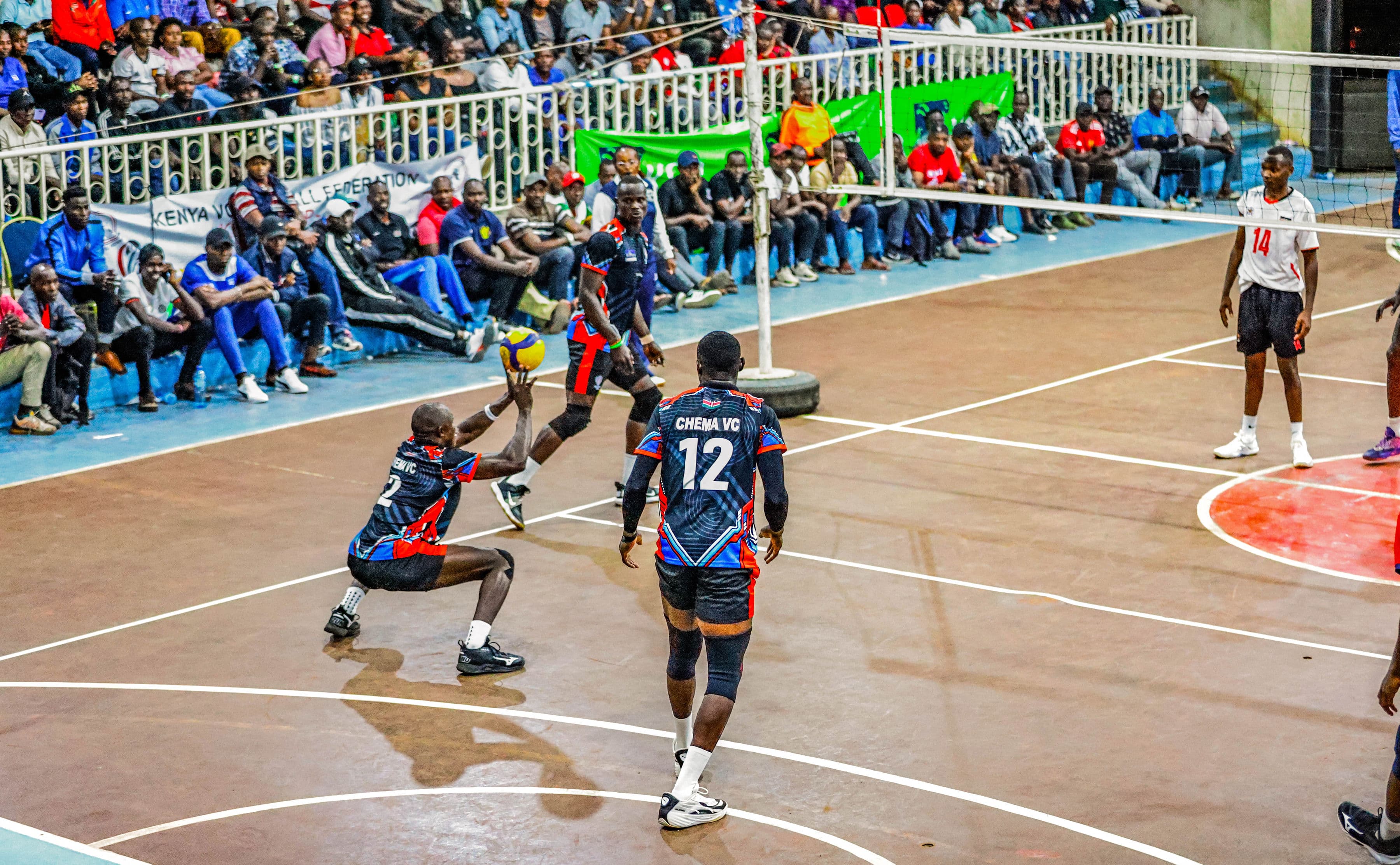 Backcourt player preparing for a serve receive